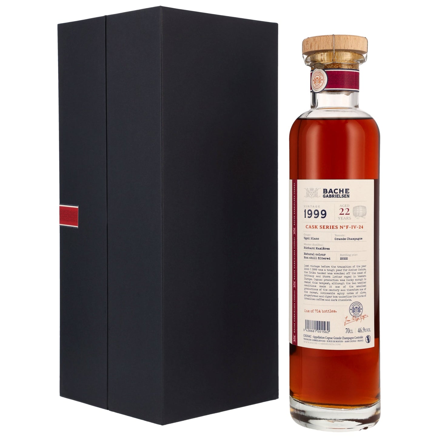 Bache-Gabrielsen Cognac GC Vintage 22 Jahre 1999/2022 in GP 46,9% 0,7l