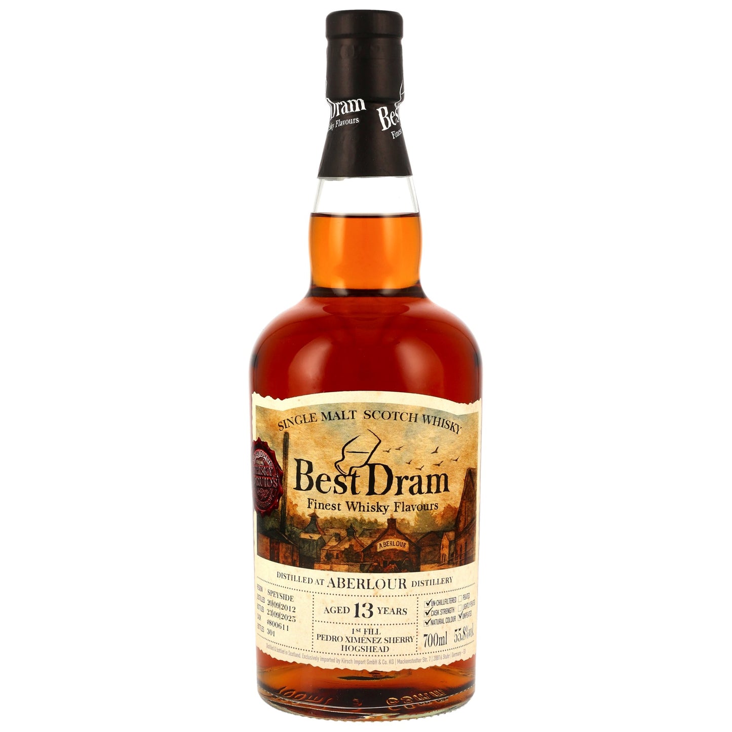 Aberlour 13 ans 2012/2025 Premier remplissage PX Hogshead n° 800611 Meilleur Dram 55,8 % 0,7 l