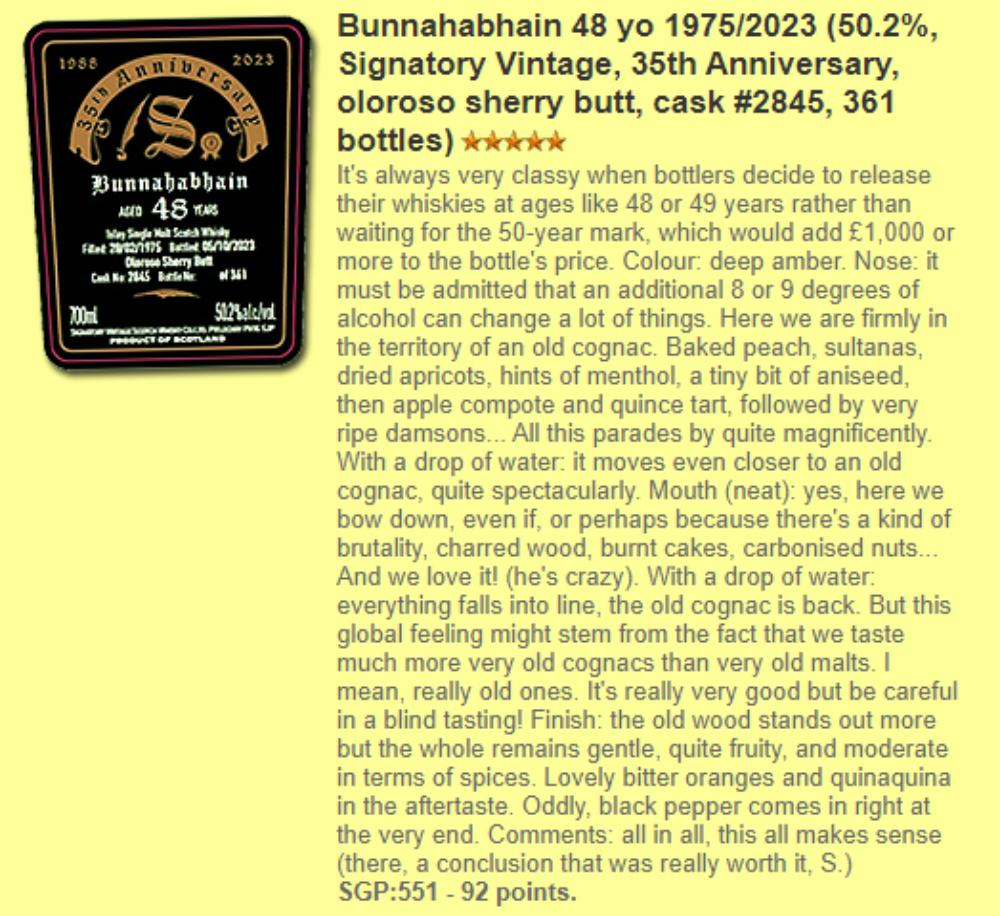 Bunnahabhain 48 Jahre SV 35th Anniversary Cask 2845 50,2% 0,7l