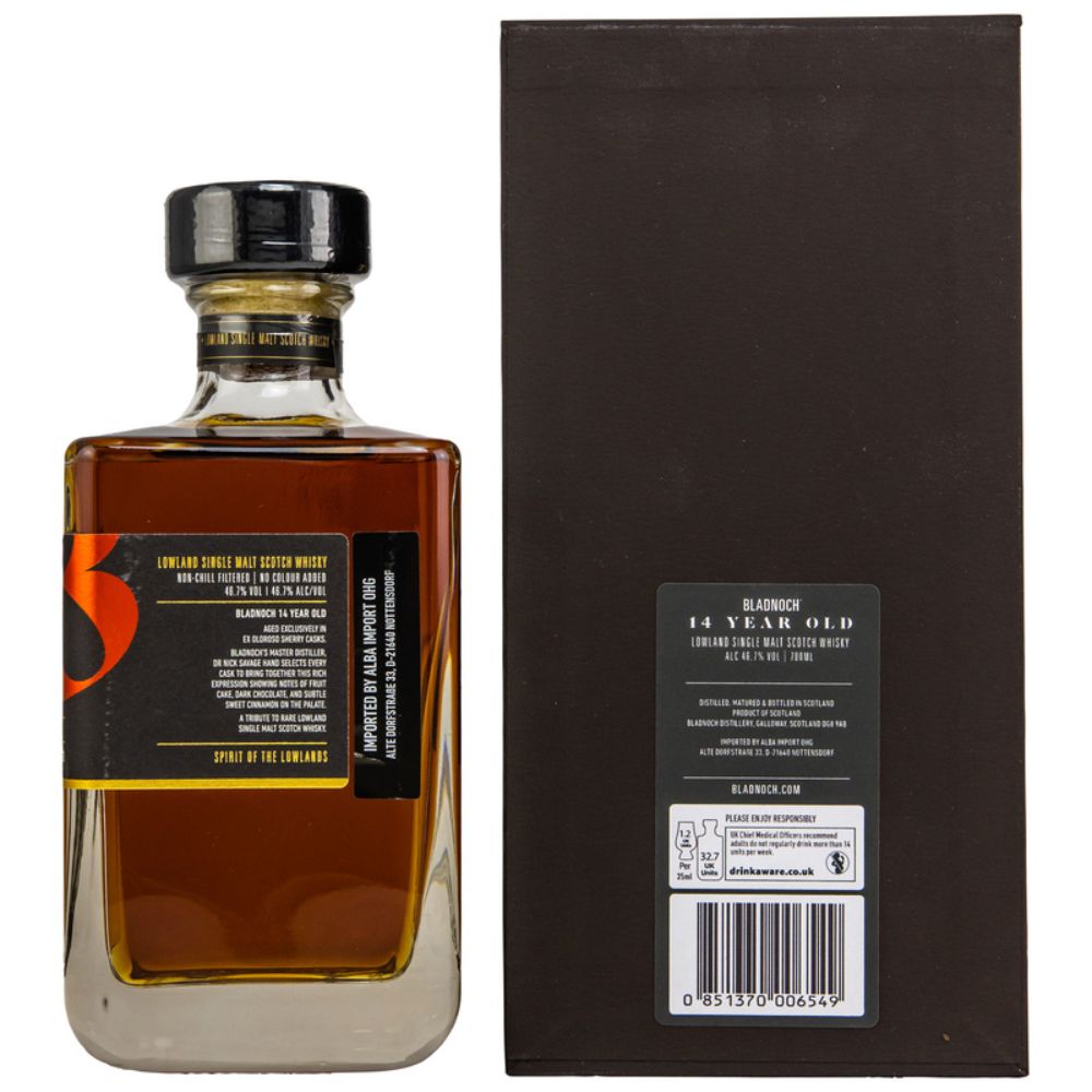 Bladnoch 14 Jahre Sherry Casks 2023 hinten