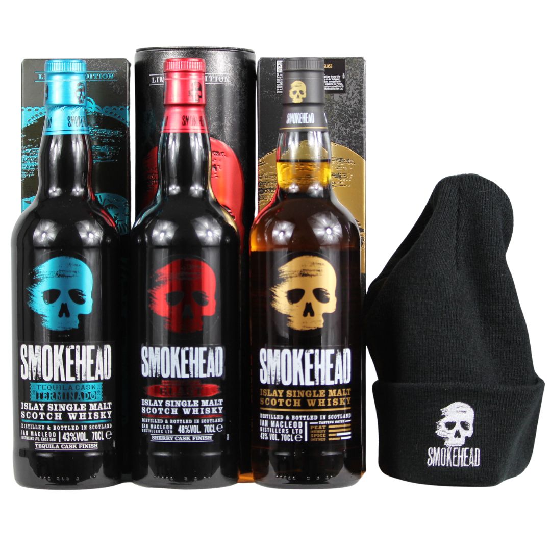 Ensemble promotionnel Smokehead avec verre ou bonnet