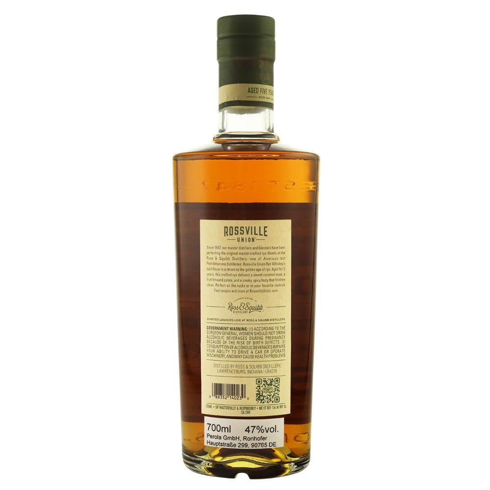 Whisky de seigle droit Rossville Union 5 ans 47% 0,7l