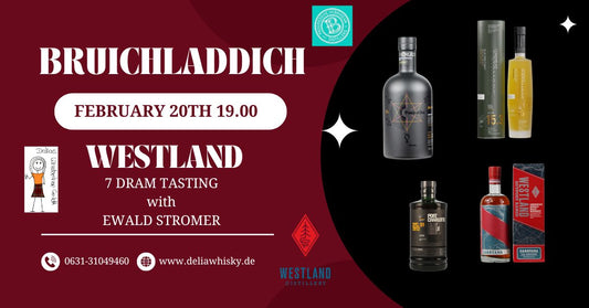 Dégustation de whisky Bruichladdich et Westland avec l'ambassadeur de la marque Ewald Stromer 7x2cl 20 février 2025