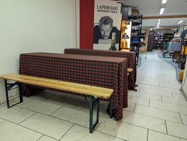 Category C seating area – two benches with an unobstructed view of the tasting room and presentation screen
