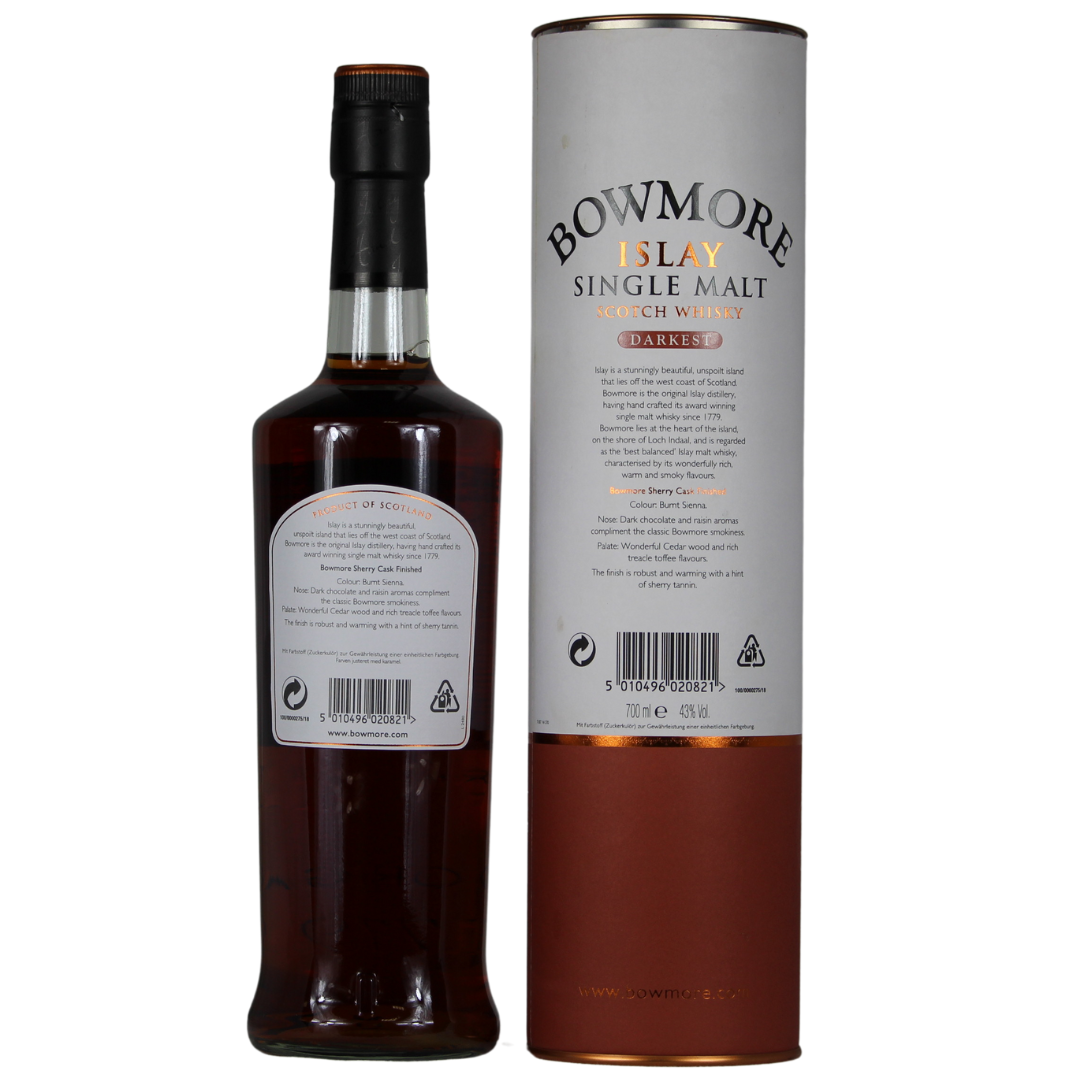 Bowmore 15 Darkest (alte Abfüllung in Tube) 43% 0,7l