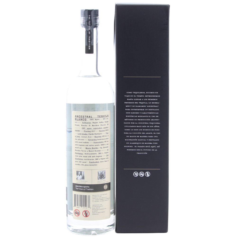 Ancestral Tequila Blanco Siembra Valles 52% 0,7l