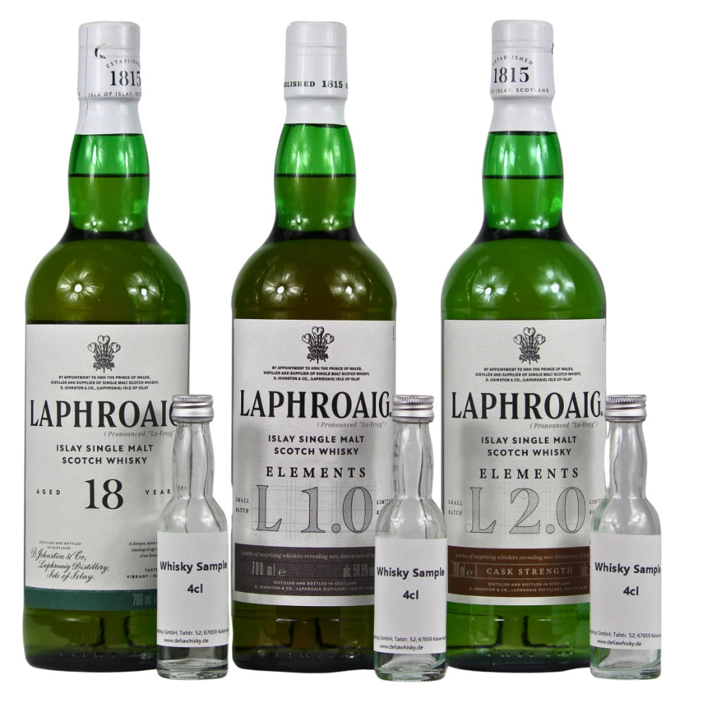 Laphroaig 18 + Elements 1&2 Sampleset