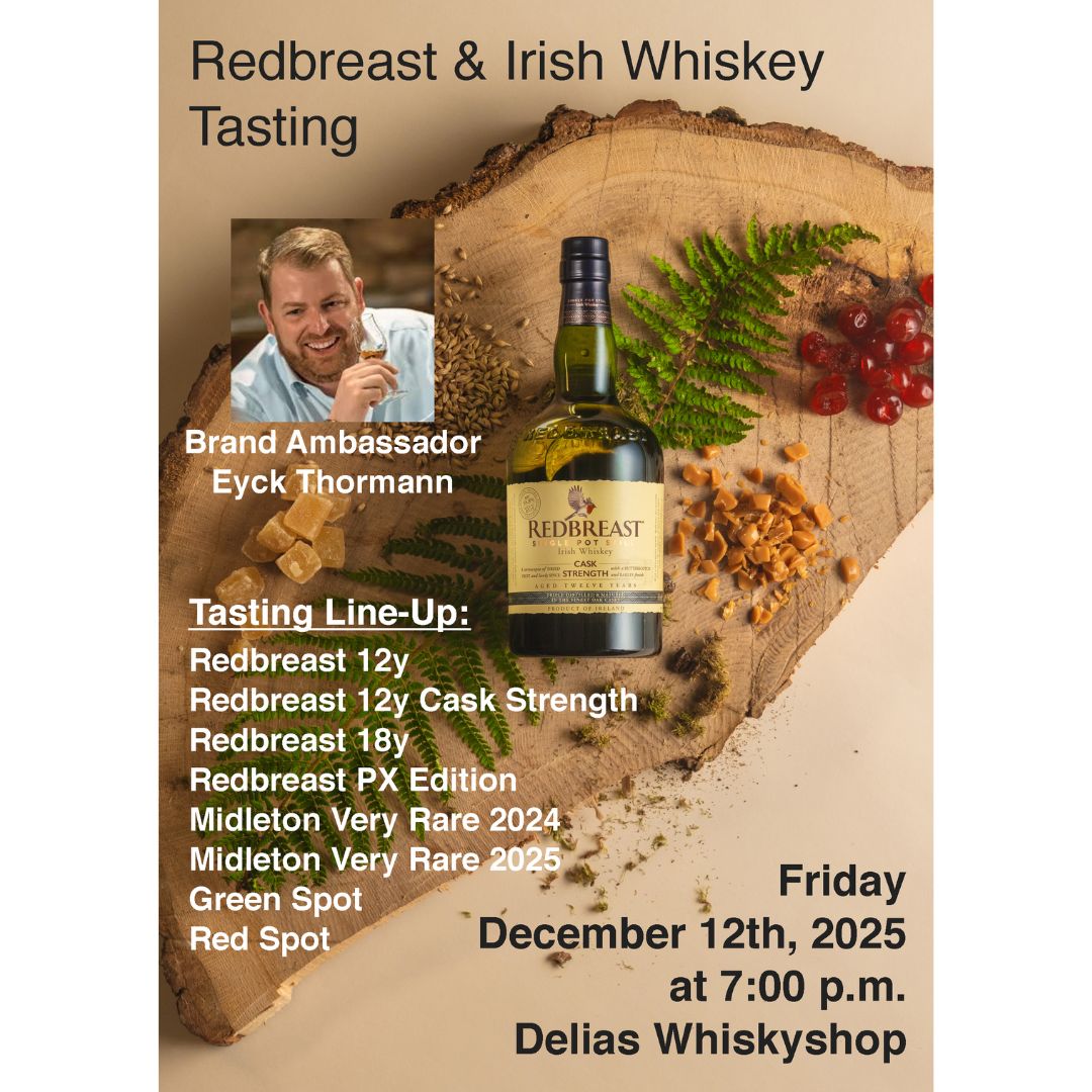 Redbreast and Irish Whiskey Tasting mit Eyck Thormann - 8 Drams 12.12. um 19 Uhr – Veranstaltungsankündigung