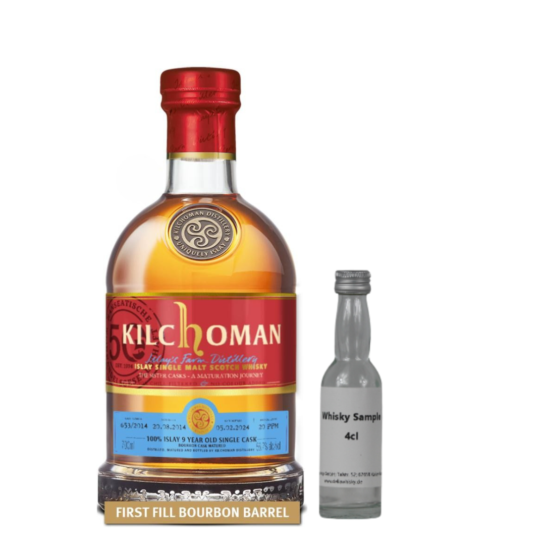 SAMPLE 4cl Kilchoman 2014/2024 1st Fill Bourbon 100% Islay Sister Cask 2 653/2014 56.7%