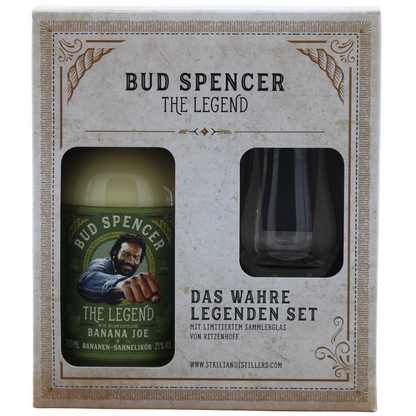 St.Kilian Bud Spencer Likör The Legend Banana Joe Set mit Sammlerglas 21% 0,7l