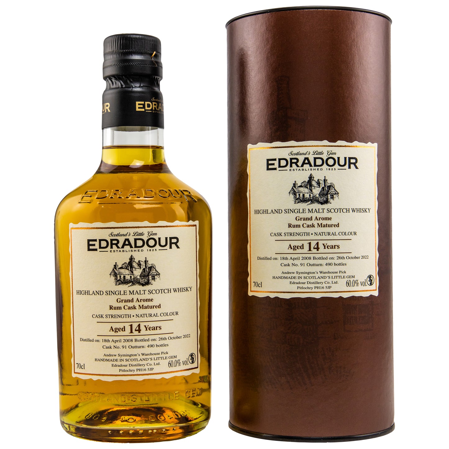 Edradour 14 Jahre 2008/2022 Rum Cask No. 91 60% 0,7l